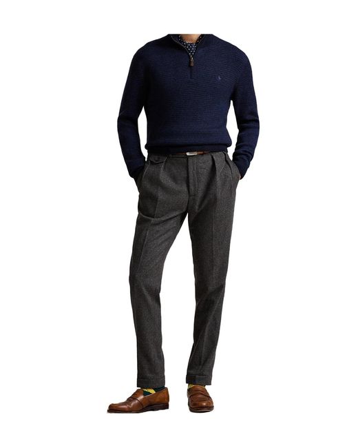 Polo Ralph Lauren Blue Half-Zip Textured Knit Sweater for men