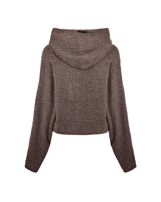 Fear Of God Brown Hooded Long-Sleeved Knitwear