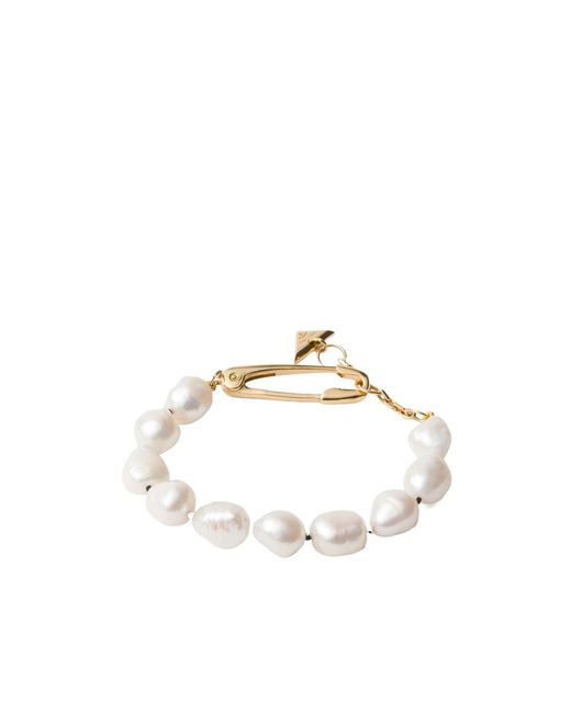 Prada Metallic Metal Bracelet With Pearls