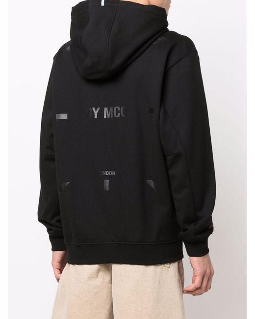 Alexander McQueen Blue Logo-Embroidered Cotton Hoodie for men