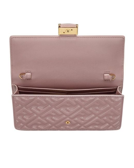 Fendi Pink Baguette Wallet On Chain Crossbody Bag