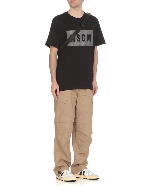 MSGM Black Front Logo T-Shirt for men