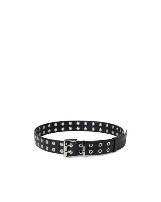 Ganni White Double Eyelet Belt