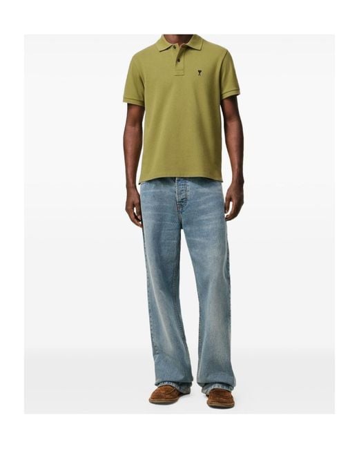 AMI Green Ami Ami De Coeur Short Sleeved Polo Shirt for men