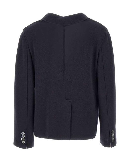Thom Browne Blue Logo-Patch Straight Hem Blazer