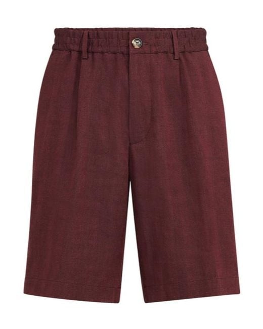 Brunello Cucinelli Red Chevron Bermuda Shorts for men