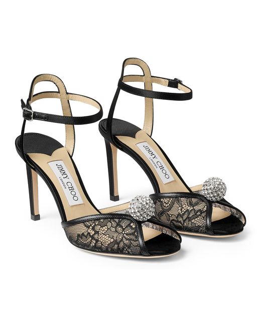 Jimmy Choo Black Sacora 85 Sandals