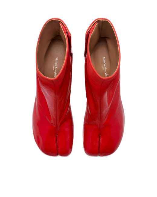 Maison Margiela Red Block Heel Tabi Ankle Boots