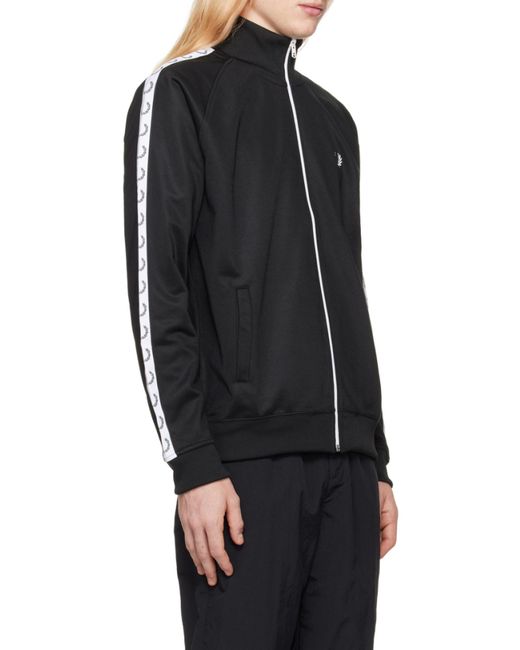 Fred Perry Black Logo Zipper Jacket for men