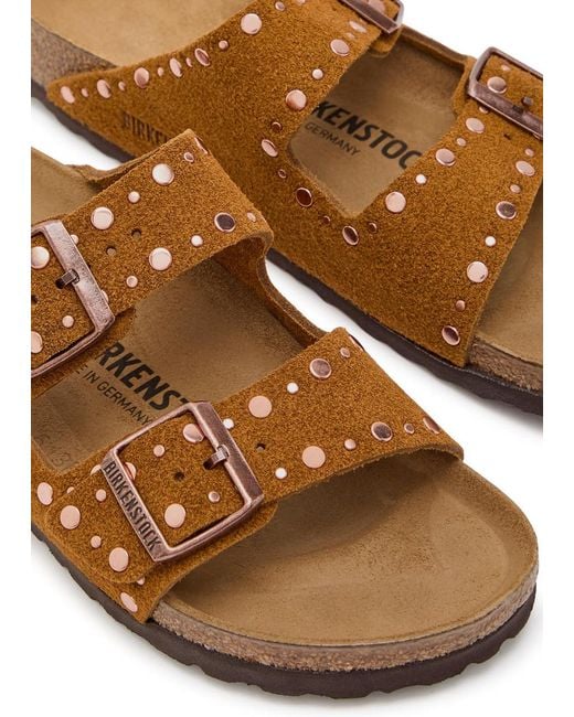 Birkenstock Brown Arizona Studded Suede Sliders