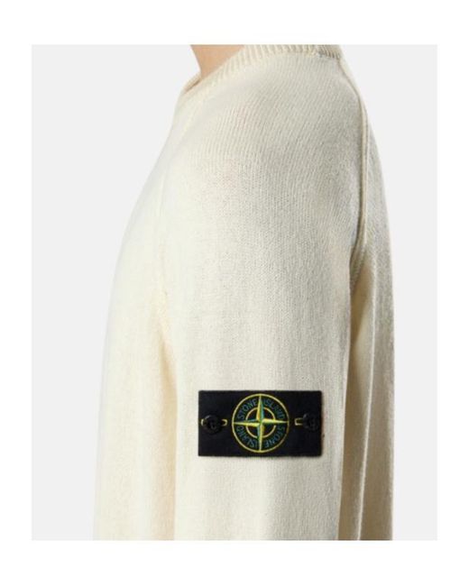 Stone Island White Logo Patch Crewneck Jumper for men