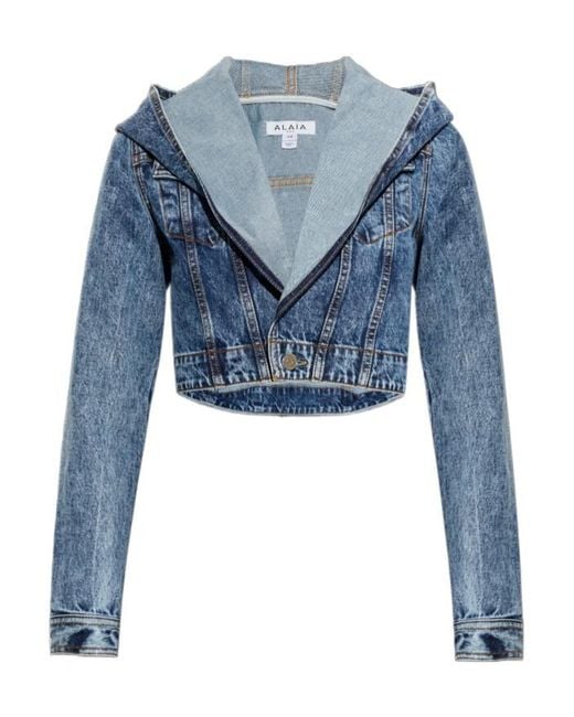 Alaïa Blue Alaïa Hooded Denim Jacket