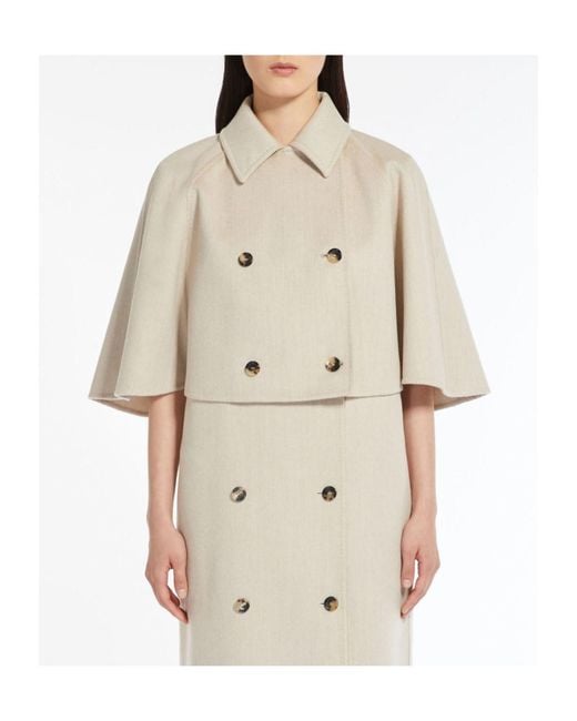 Max Mara Natural Double-Breasted Cropped Coat
