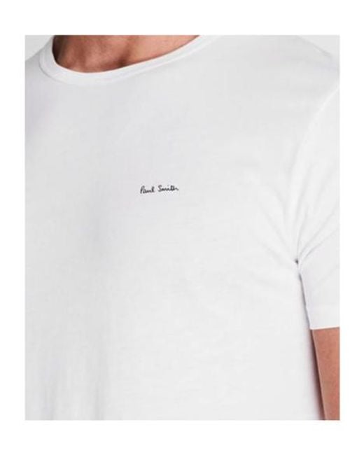 Paul Smith White Logo Crew Neck T-Shirt for men