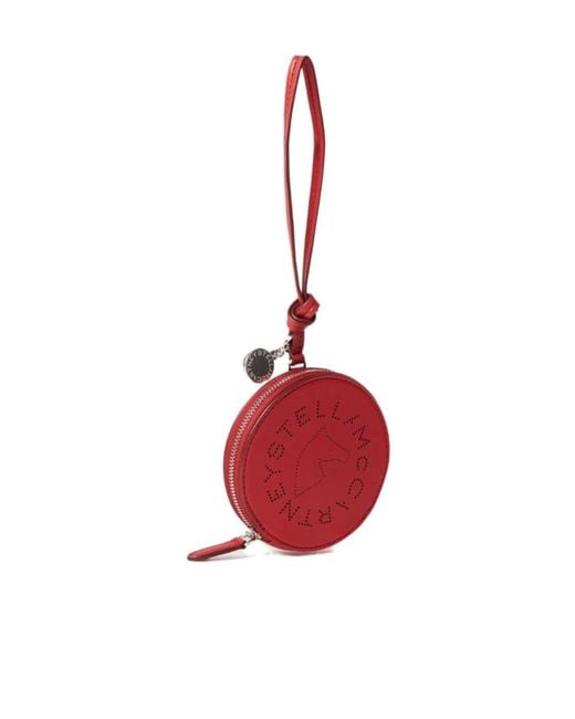 Stella McCartney Red Perforated Round Keyring
