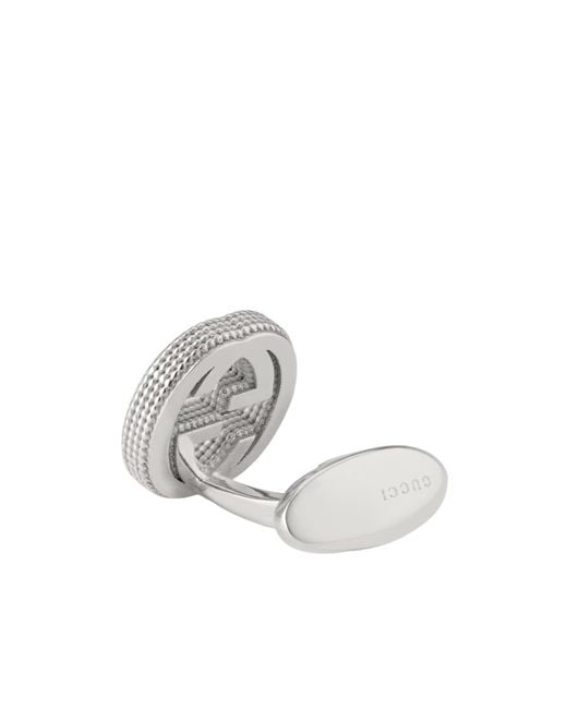 Gucci White Interlocking Cufflinks for men