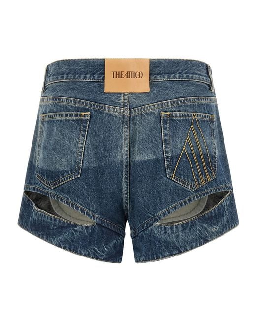 The Attico Blue The Cut-Out Denim Shorts