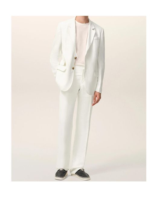 AMI White Buttoned Straight-Leg Pants for men