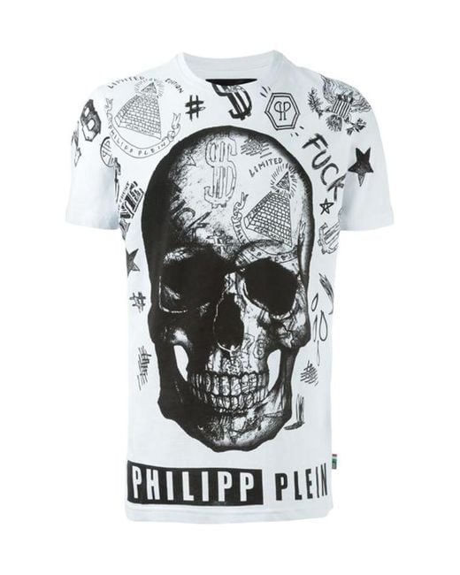 Philipp Plein White Round-Necked Logo T-Shirt for men