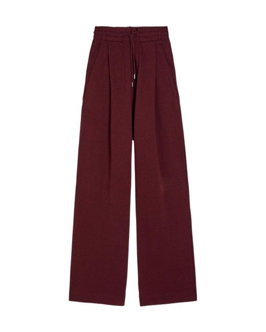 Dries Van Noten Red Hadium Pleated Wide-Leg Cotton Sweatpants
