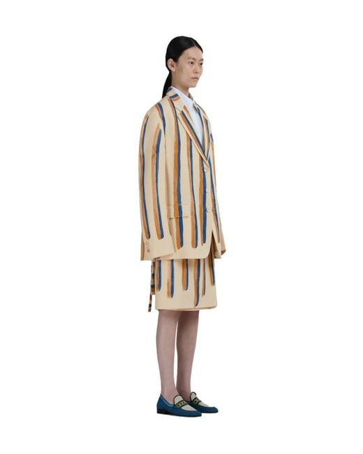 Marni White Waterfall Stripe Printed Blazer
