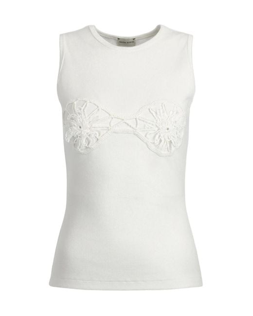 Magda Butrym White Crochet Bra Tank Top