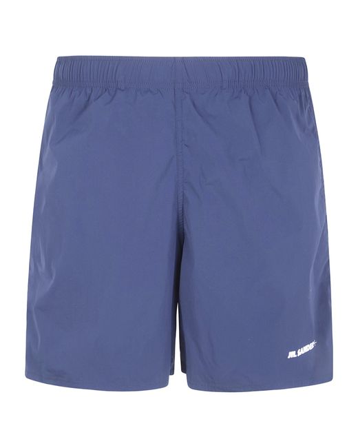Jil Sander Blue Logo-Print High Waist Swim Shorts for men