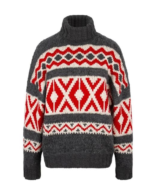 Brunello Cucinelli Red High-Neck Long-Sleeved Sweater