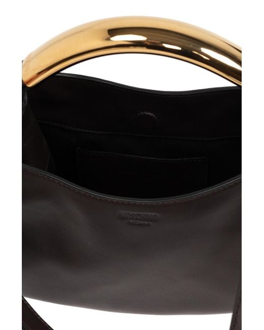 Moschino Black Logo Detailed Top Handle Bag