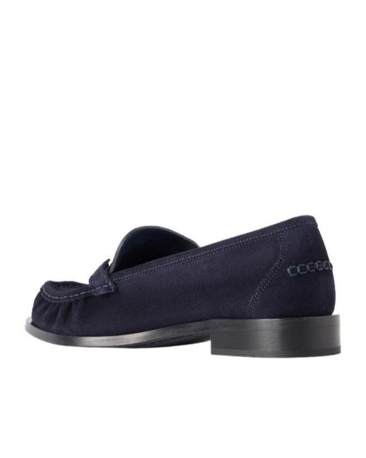 Ferragamo Blue Maryan Suede Loafers