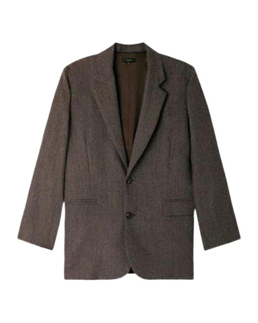 Soeur Gray Herringbone-Pattern Single-Breasted Blazer