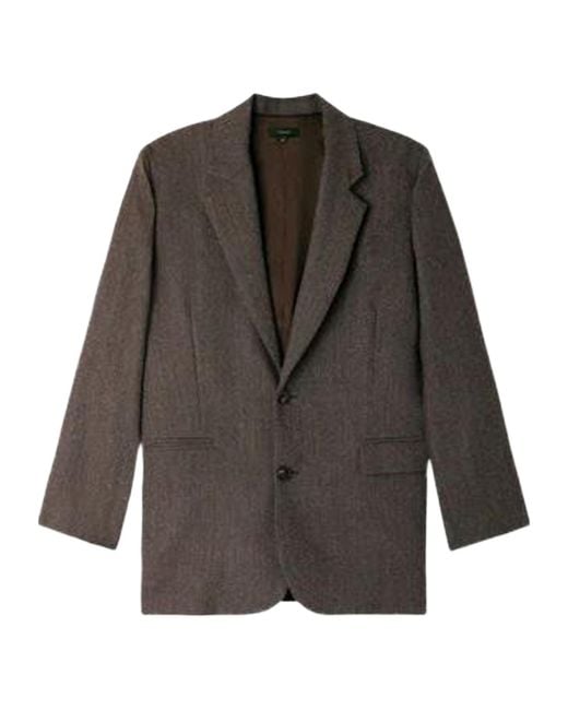 Soeur Gray Herringbone-Pattern Single-Breasted Blazer