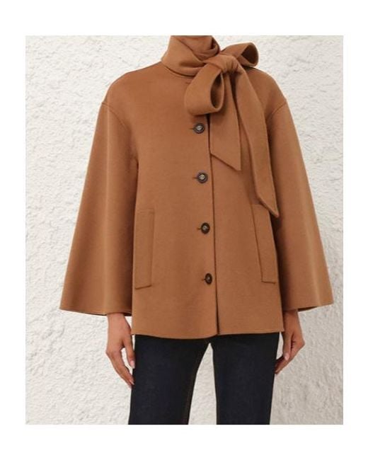 Zimmermann Brown Valiant Pussybow Coat
