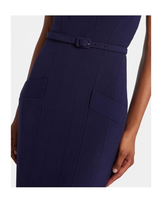 Roland Mouret Blue Belted Crêpe Midi Dress
