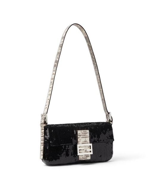 Fendi Black Baguette Sequin Shoulder Bag