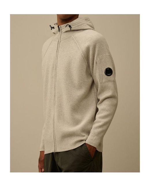C P Company Natural Zip-Up Hoodie for men