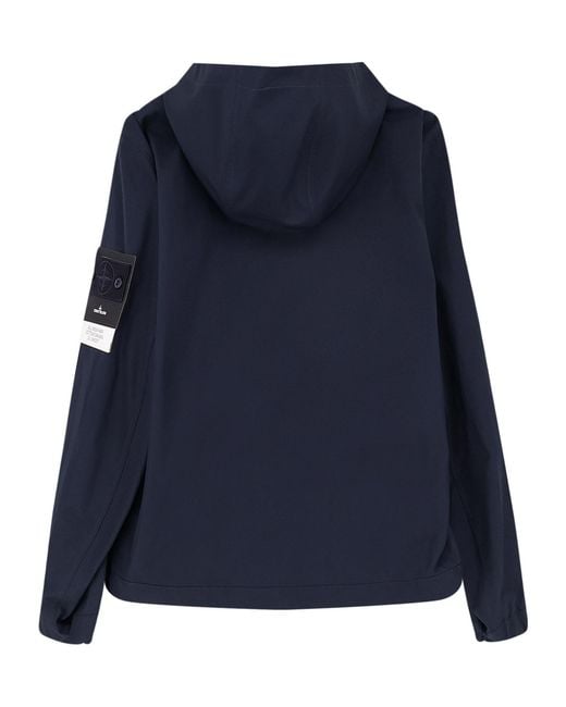 Stone Island Blue Logo Patch Zip-Up Jacket for men