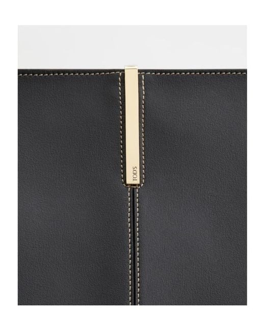 Tod's Black Logo Plaque Medium-Small Shopping Bag