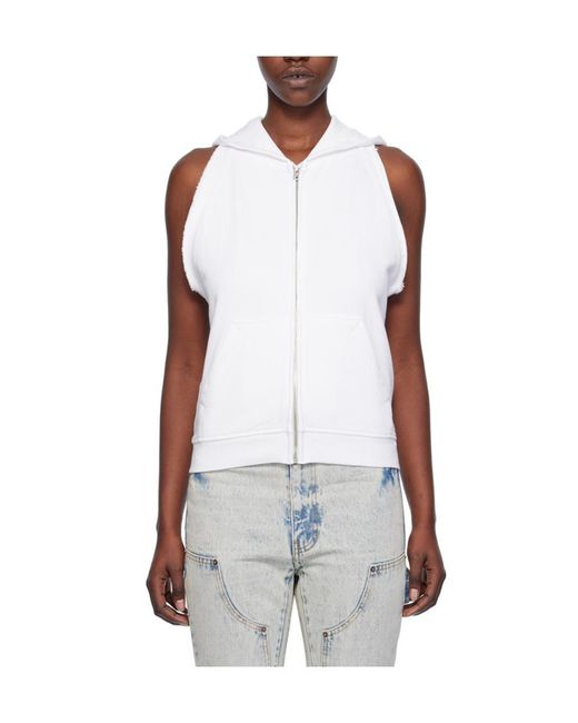 we11done White Plain Knitted Hooded Sleeveless Vest