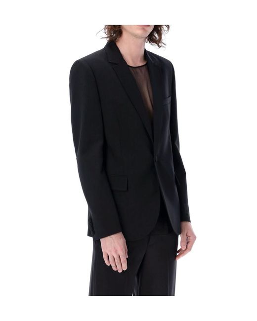 Valentino Blue Logo Patch Single-Breasted Tailored Blazer for men