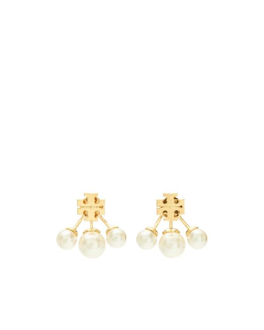 Tory Burch Metallic Kira Post-Back Pearl Earrings