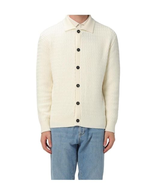 Tagliatore White Long-Sleeved Cardigan for men