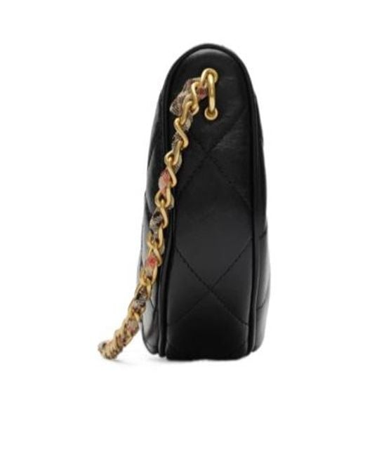 Burberry Black Horseshoe Quilted Chained Shoulder Bag