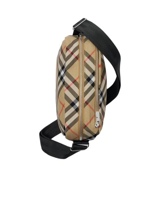 Burberry Gray Vintage Check Equestrian Knight Motif Messenger Bag for men