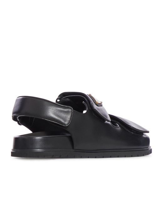Prada Black Triangle-Logo Sandals