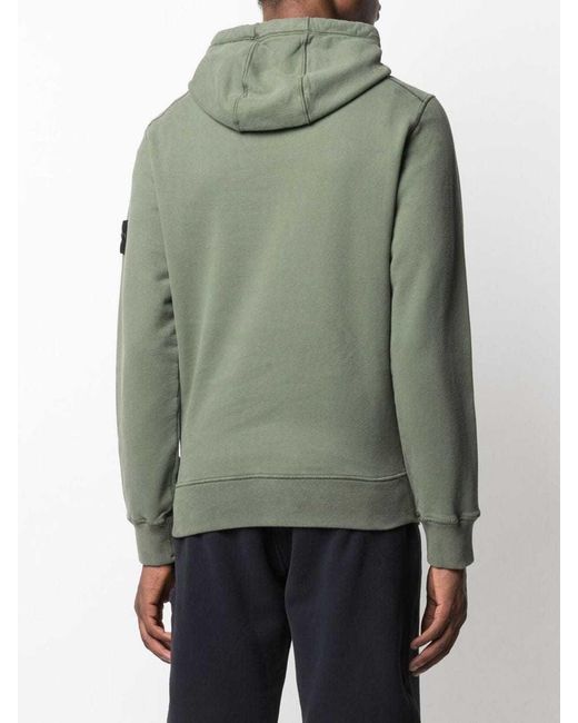 Stone Island Green Compass Garment-Dyed Hoodie for men