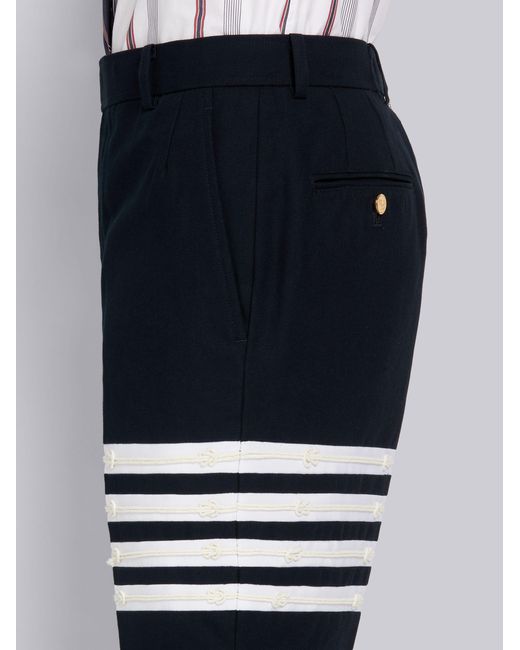Thom Browne Blue 4-Bar Detail Chino Shorts for men