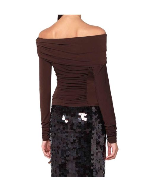 ANDAMANE Black Off-Shoulder Ruched Top