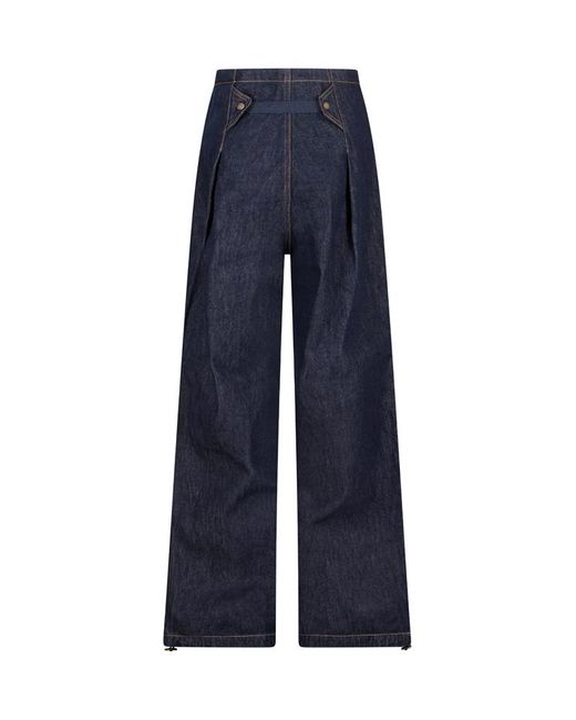 DARKPARK Blue Daisy Contrast-Stitching Wide Leg Jeans