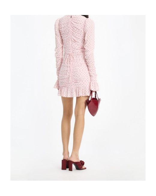 ROTATE BIRGER CHRISTENSEN Pink Ruched Floral Mini Dress
